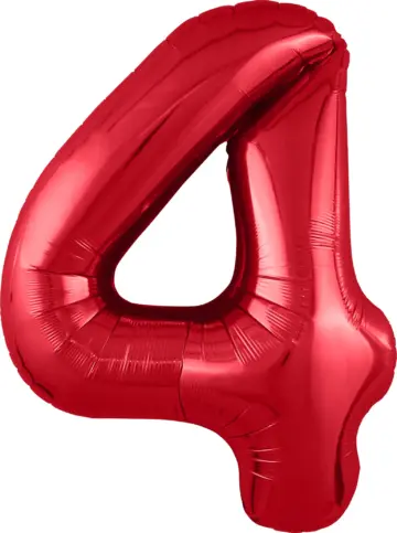 Фольгированный шар: Цифра, 4 Slim, красный