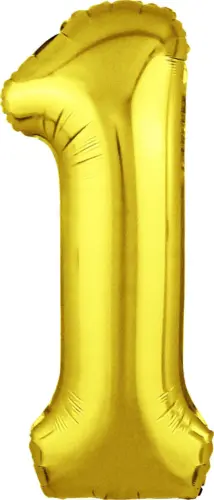 Фольгированный шар: Цифра, 1 Slim, золото