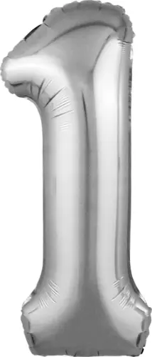 Фольгированный шар: Цифра, 1 Slim, серебро