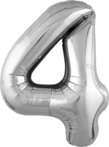 Фольгированный шар: Цифра, 4 Slim, серебро
