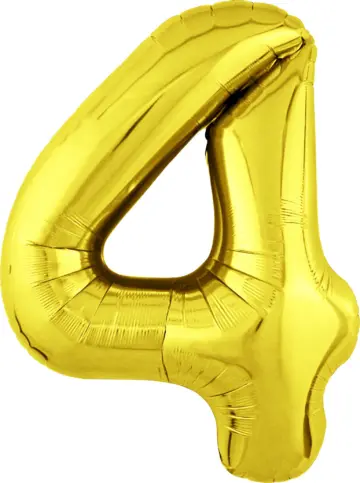 Фольгированный шар: Цифра, 4 Slim, золото