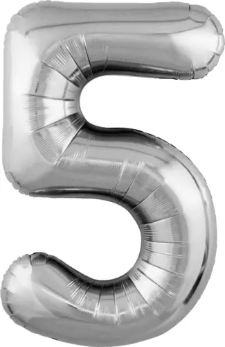 Фольгированный шар: Цифра, 5 Slim, серебро