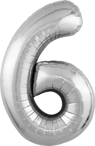 Фольгированный шар: Цифра, 6 Slim, серебро