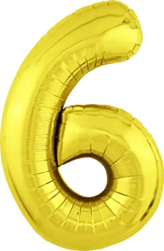 Фольгированный шар: Цифра, 6 Slim, золото
