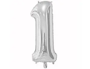 Фольгированный шар: Цифра 1 26″ серебро