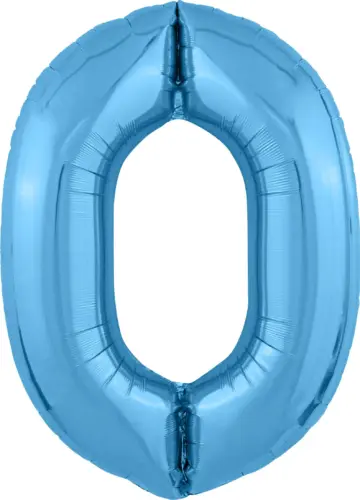 Фольгированный шар: Цифра, 0 Slim, голубой